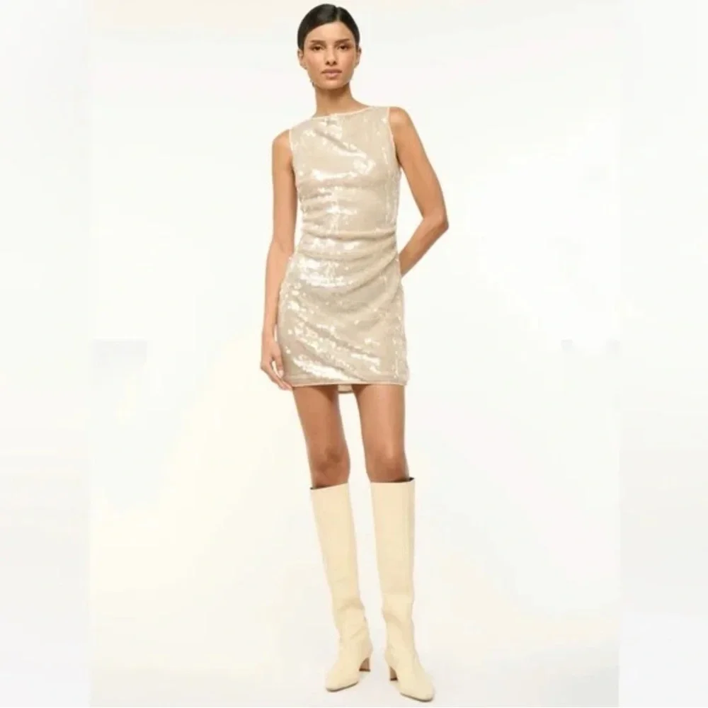 STAUD Eton Sequin Mini Dress in Moon Size XS - Picture 2 of 12